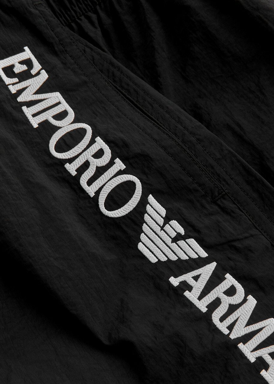 Emporio Armani Logo-embroidered Nylon Swim Shorts Black
