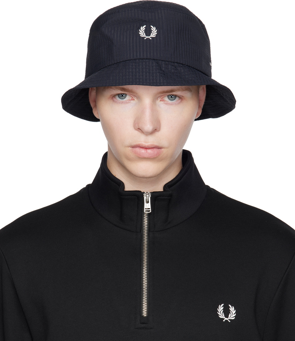 ★FRED PERRY★ Toweling Dual Branded Bucket Hat Navy CFPU241 Fred Perry Navy Dual Branded Bucket Hat Fred Perry