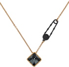 Versace Gold & Blue Safety Pin Necklace