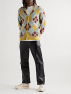 Needles - Argyle-Jacquard Mohair-Blend Cardigan - Yellow