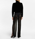 Saint Laurent - High-rise straight silk chiffon pants