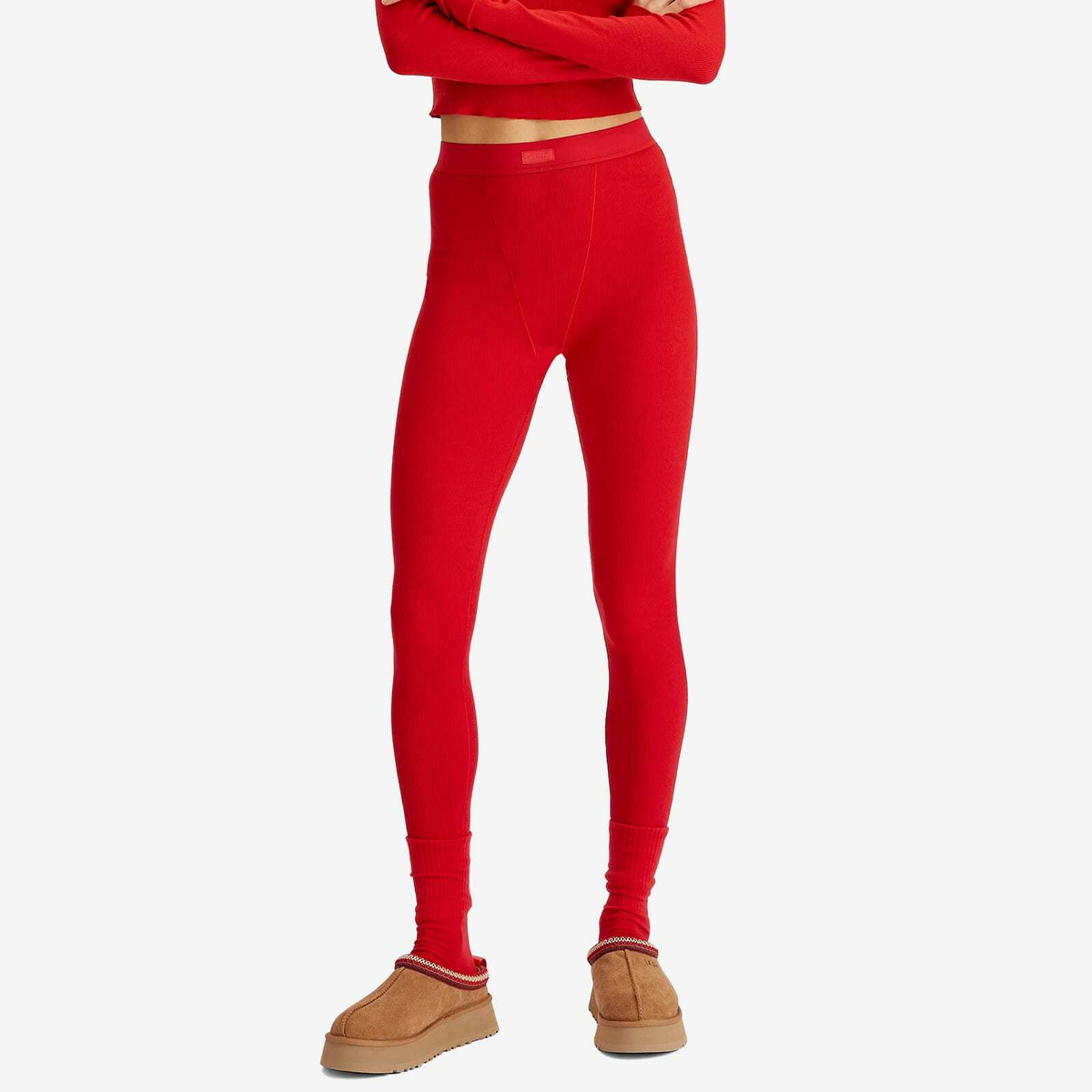 SKIMS Women's Cotton Rib Legging in Cranberry