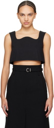 Recto Black Curved Neck Tank Top