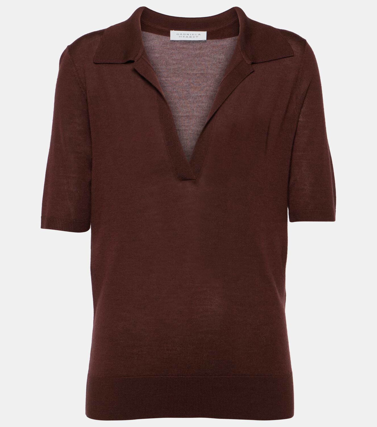 Silk Bouclé Short-Sleeve Polo Sweater