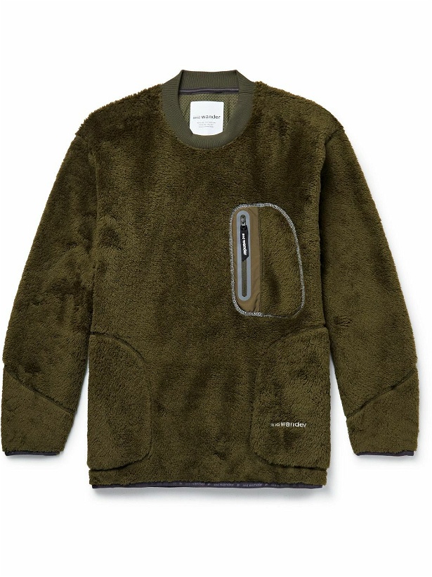 Photo: And Wander - Shell-Trimmed Polartec® Fleece Sweatshirt - Green
