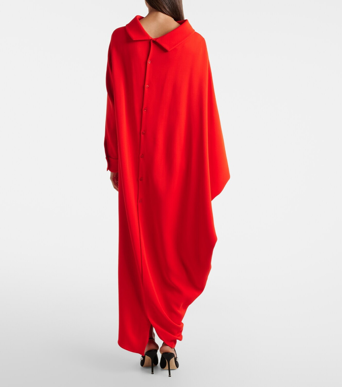 Balenciaga Caped silk and wool crêpe maxi dress
