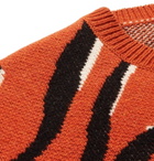 Gucci - Embroidered Tiger-Intarsia Wool Sweater - Men - Orange