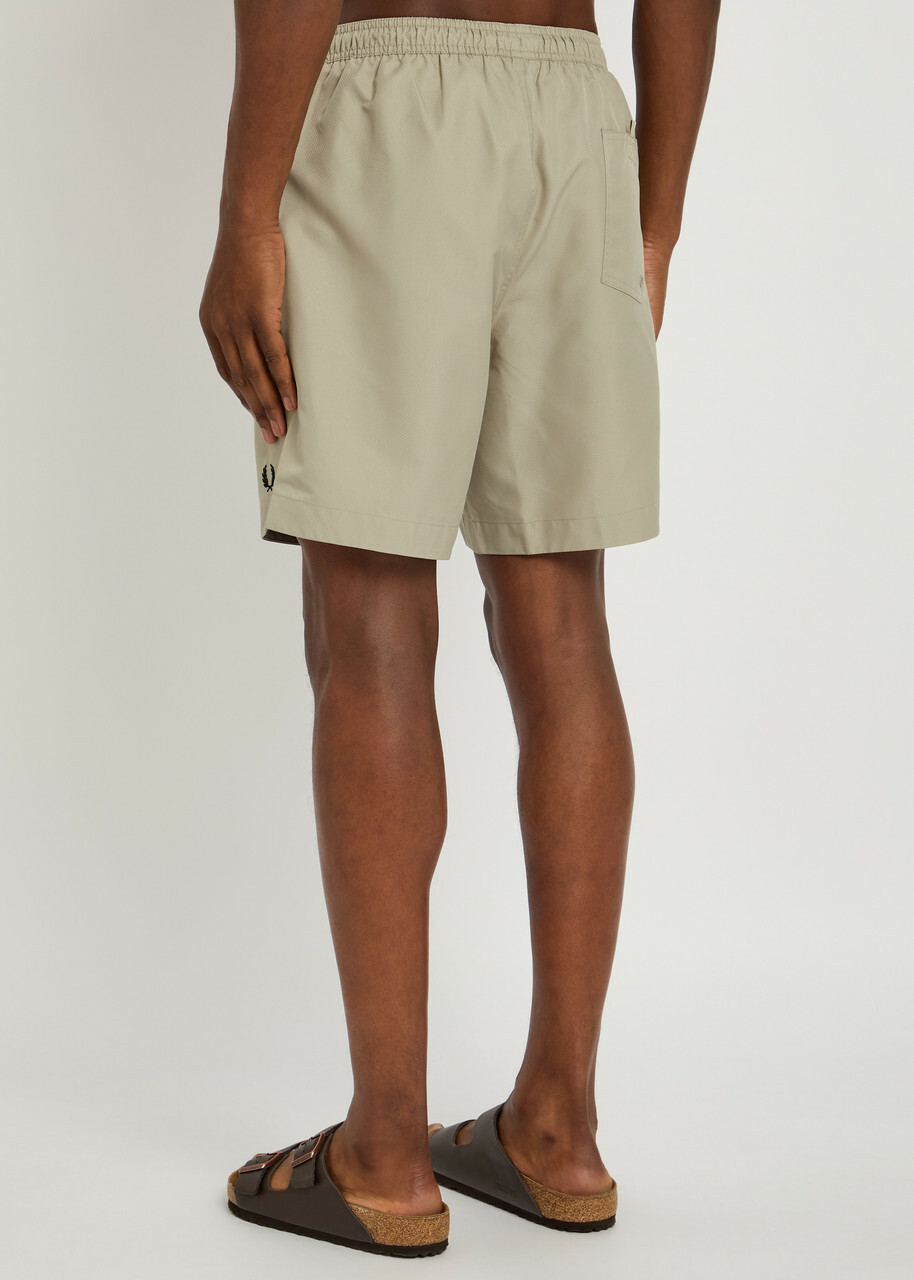 Fred Perry Logo-embroidered Shell Swim Shorts Grey