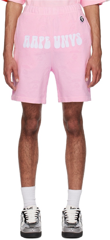 Photo: AAPE by A Bathing Ape Pink Patch Shorts