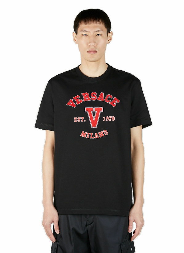 Photo: Versace - Varsity Logo Appliqué T-Shirt in Black