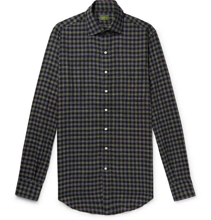 Photo: Sid Mashburn - Slim-Fit Checked Cotton-Twill Shirt - Blue