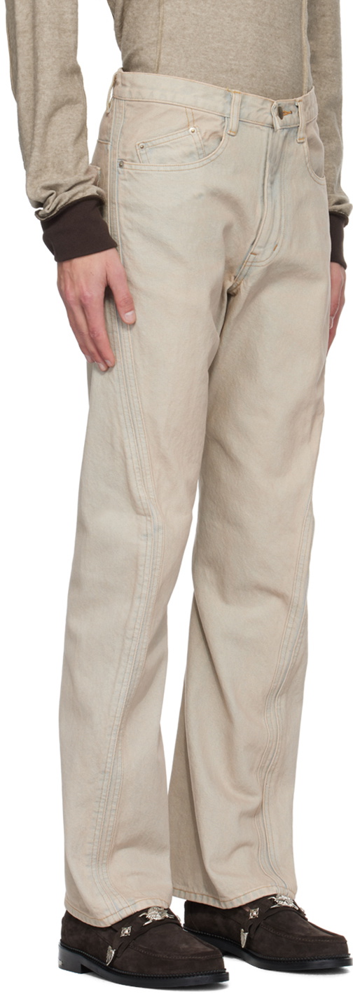 NVRFRGT Tan Twisted Jeans