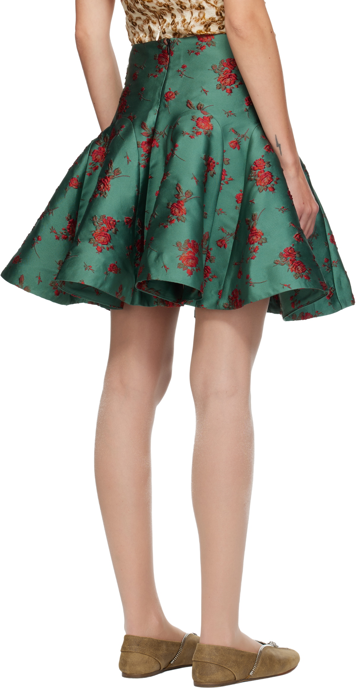 Edward Cuming Green Wallpaper Gala Midi Skirt