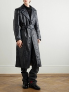 Enfants Riches Déprimés - Belted Panelled Leather Trench Coat - Black