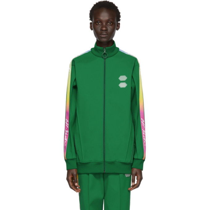 Photo: Off-White Green Logo Tape Track Jacket