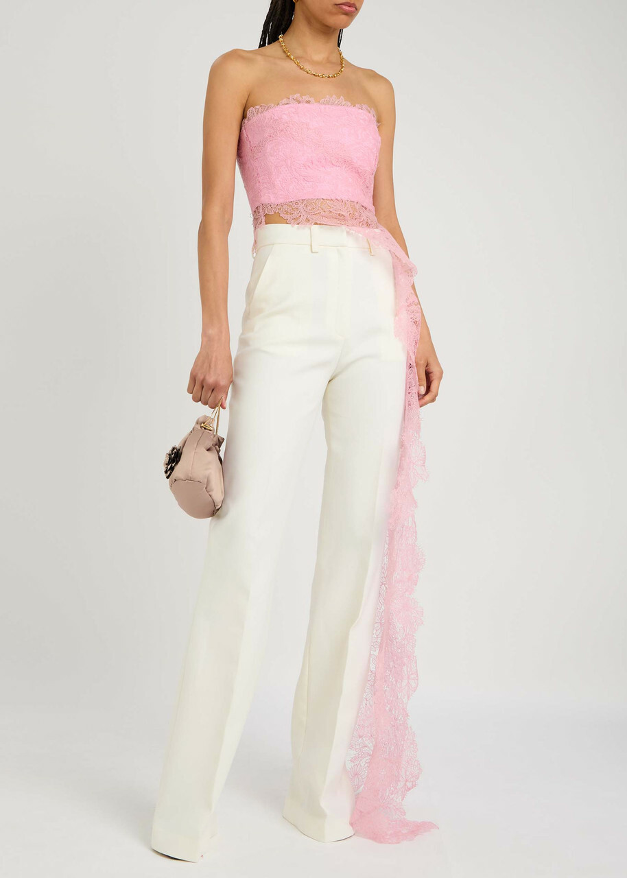 David Koma Flared Straight-leg Stretch-wool Trousers Off White