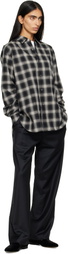 ssstein Black Wool Silk Drawstring Easy Trousers