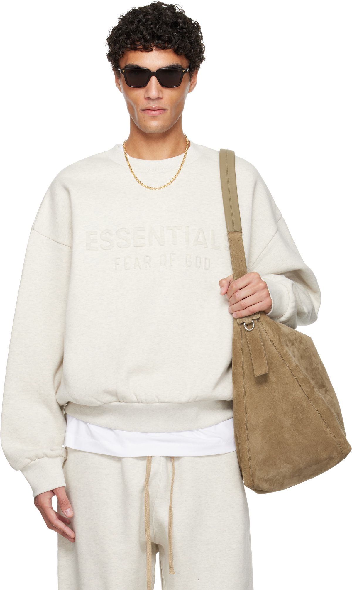 Fear of God ESSENTIALS Gray Holiday Embossed Classic Crewneck 