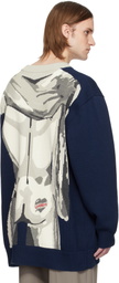 Charles Jeffrey LOVERBOY Navy & Gray Sexy Bust Sweater