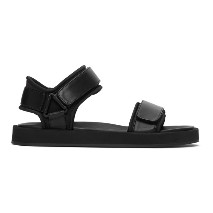 The Row Black Hook-And-Loop Sandals The Row