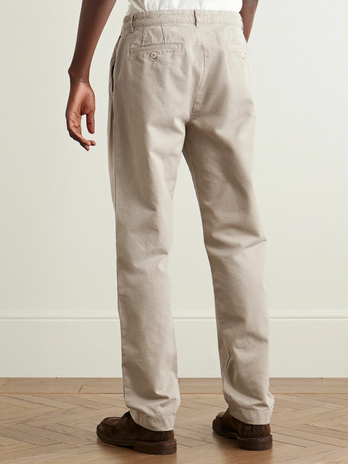 Hartford - Tommy Straight-Leg Cotton-Twill Trousers - Neutrals