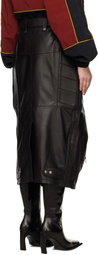 Martine Rose Black Biker Leather Midi Skirt