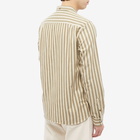 YMC Men's Dean Flannel Striped Button Down Shirt in Ecru