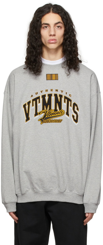Photo: VTMNTS Grey & Gold College Sweatshirt