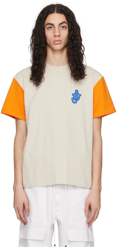 Photo: JW Anderson Taupe & Orange Anchor Patch Contrast T-Shirt