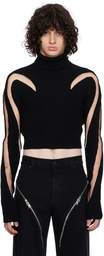 Mugler Black Cropped Turtleneck