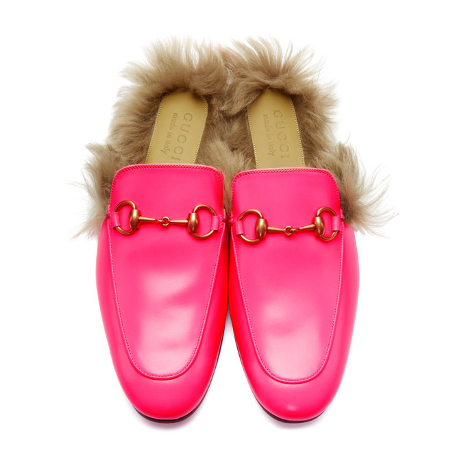 Gucci pink deals fur loafers