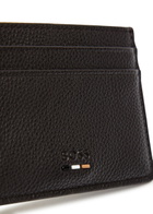 Boss Ray Logo Grained Leather Card Holder - Dark Brown - One Size