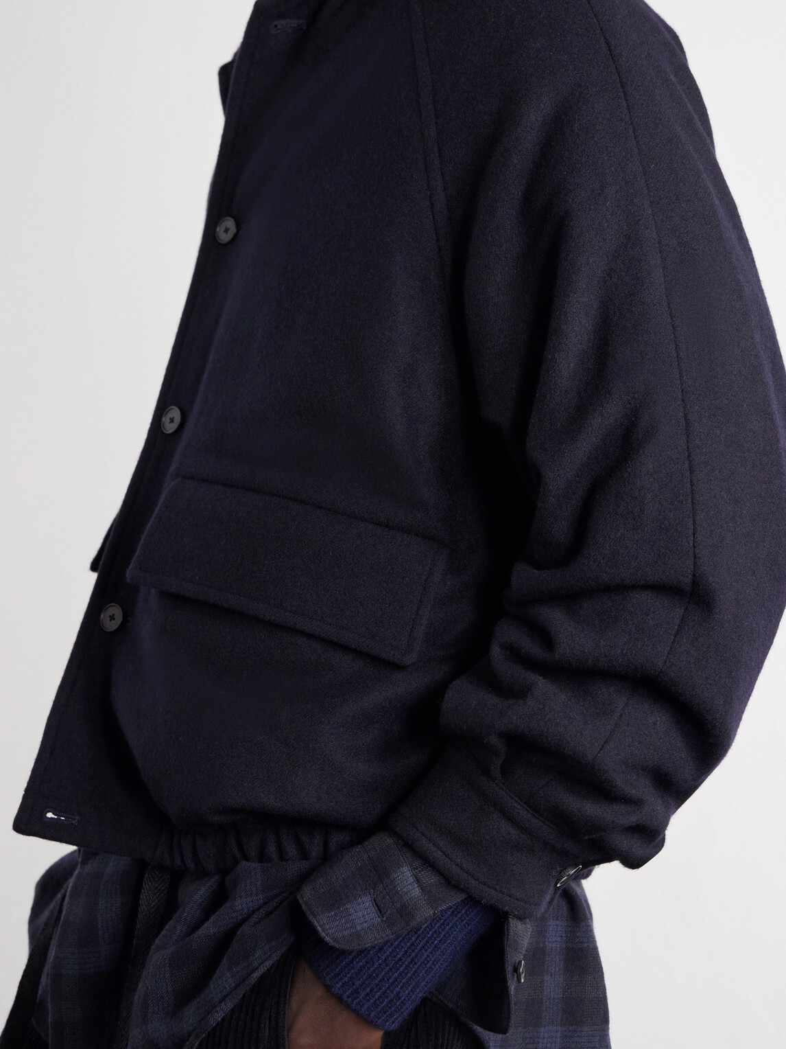 A.PRESSE - Cashmere Flannel Blouson Jacket - Blue