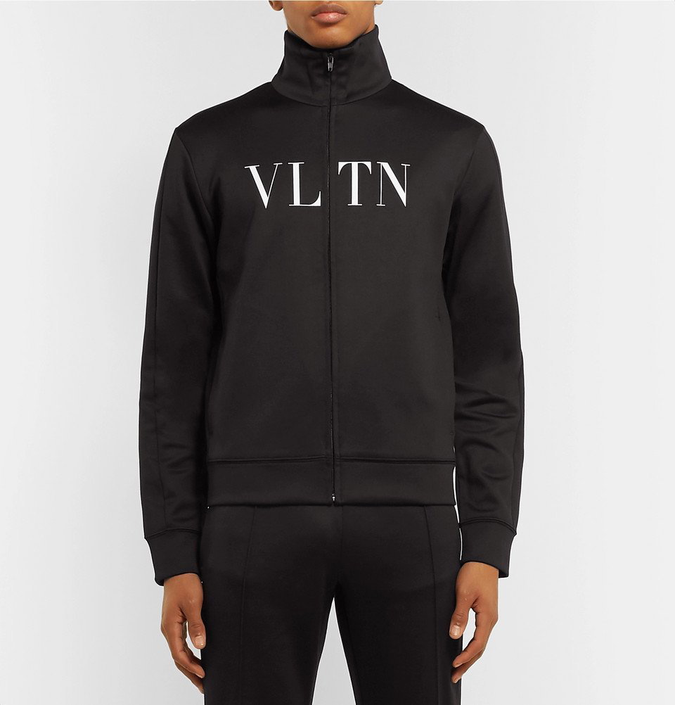 Valentino - Logo-Print Jersey Track Jacket - Men - Black Valentino