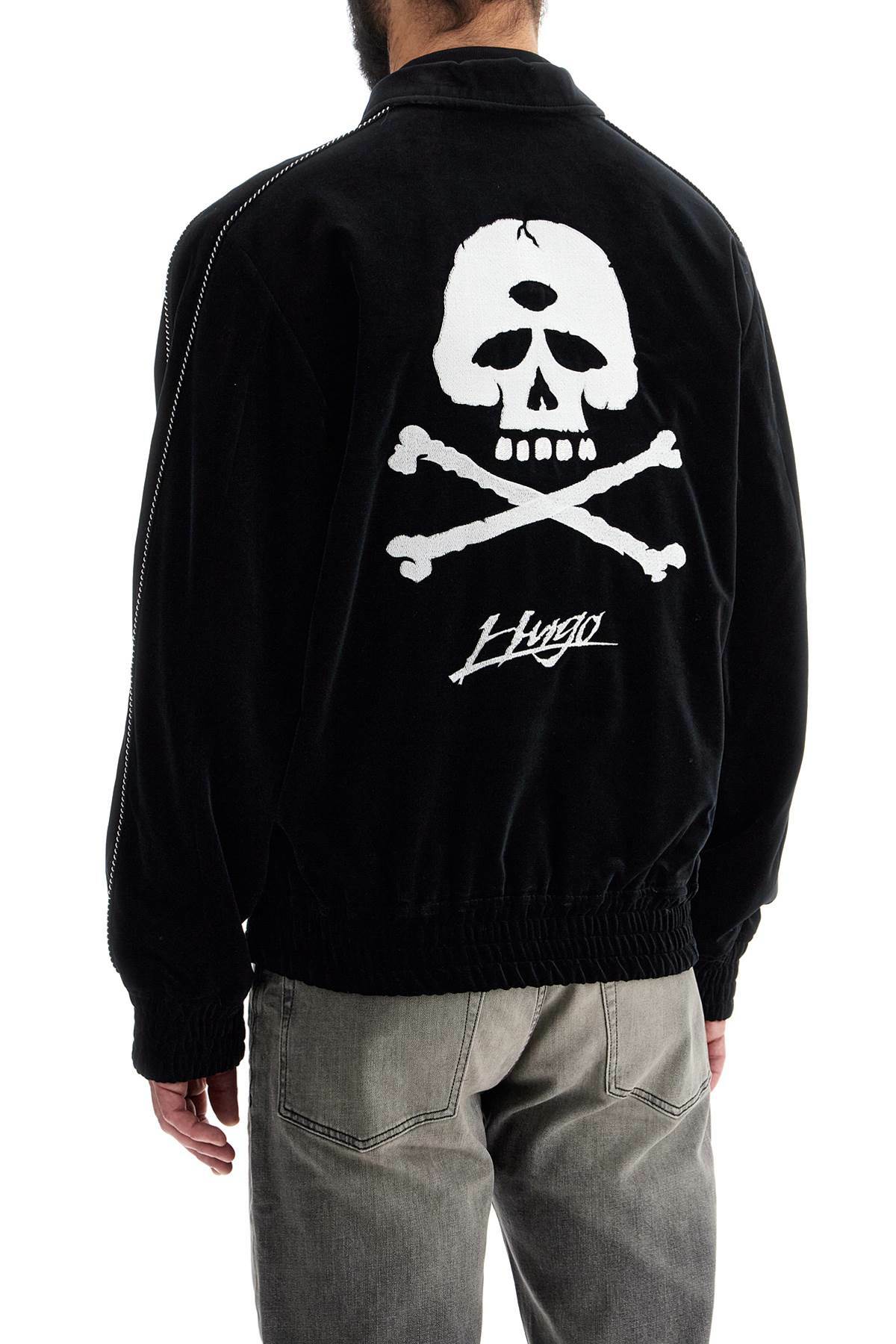HUGO black skull pattern cotton jacket with zip Black Hugo Boss