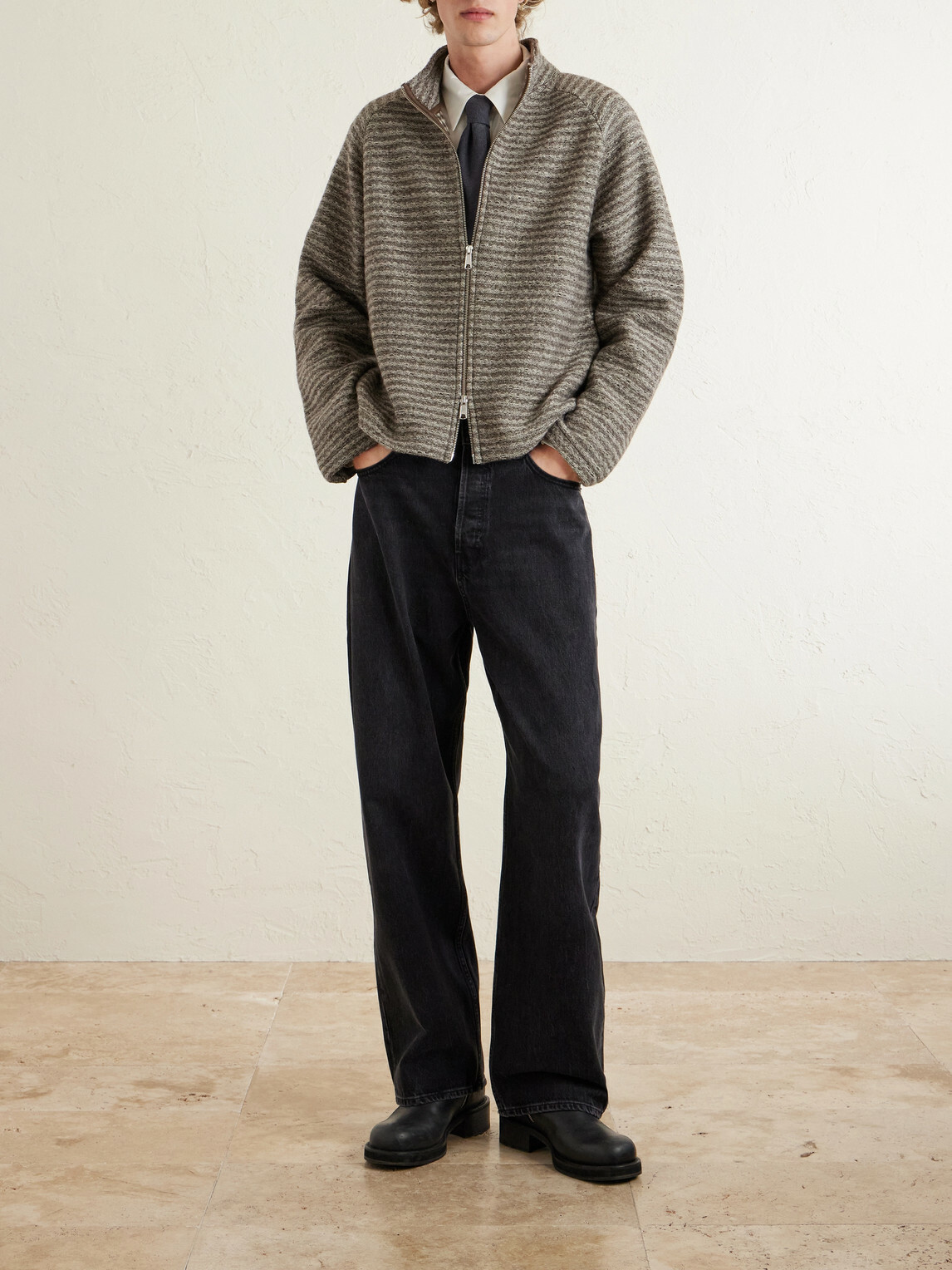 mfpen - Leisure Wool Zip-Up Sweater - Brown
