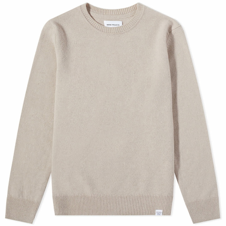 Photo: Norse Projects Men's Sigfred Lambswool Crew Knit in Utility Khaki