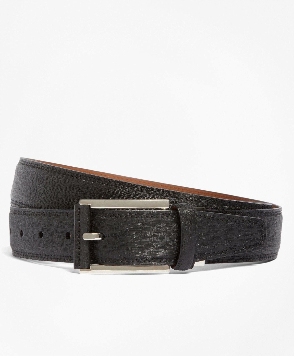 Brooks Brothers Men's Saffiano Leather Belt | Black
