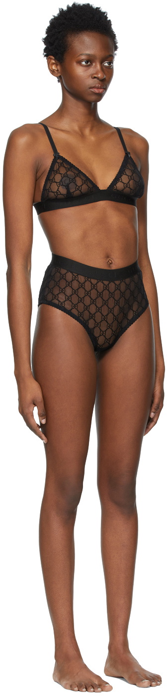 Gucci Black Tulle GG Lingerie Set