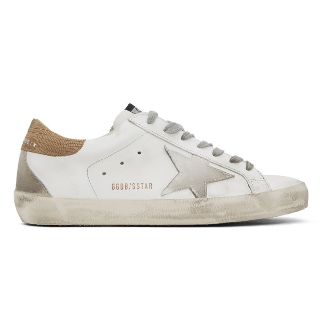 Golden Goose White and Brown Lizard Superstar Sneakers Golden Goose ...