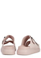 Alexander Mcqueen Black Rubber Sliders Rose