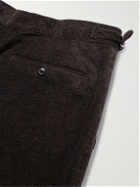 Purdey - Tapered Pleated Cotton-Corduroy Trousers - Brown