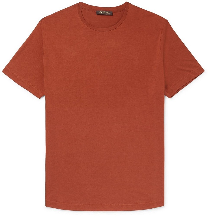 Photo: Loro Piana - Slim-Fit Silk and Cotton-Blend Jersey T-Shirt - Orange