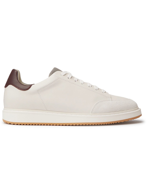 Photo: BRUNELLO CUCINELLI - Suede-Trimmed Leather Sneakers - White