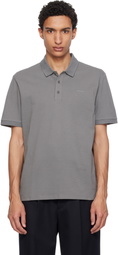 Hugo Gray Cotton Piqué Logo Polo
