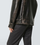 Prada Shearling-trimmed leather jacket