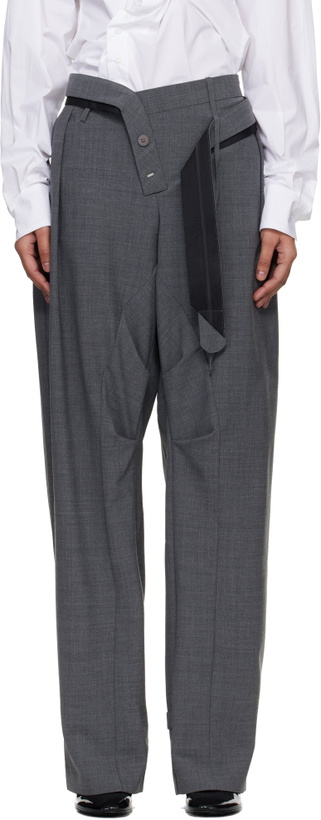 Photo: Ottolinger Gray Strapped Baggy Suit Trousers