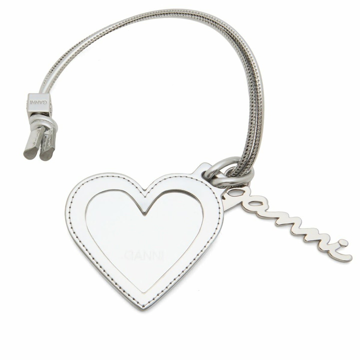 Photo: GANNI Women's Bou Heart Mirror Keyring in Silver 