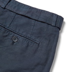 Officine Generale - Navy Paul Garment-Dyed Cotton and Linen-Blend Trousers - Blue