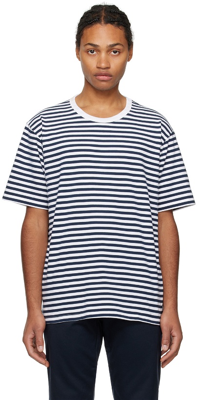 Photo: Nanamica White & Navy Striped T-Shirt